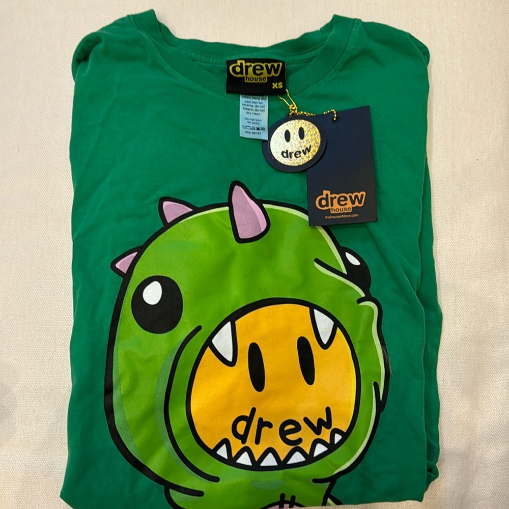 NWT AND IN BAG JUSTIN BIEBER DREW HOUSE GREEN XS DINOSAUR “DINODREW” t-shirt